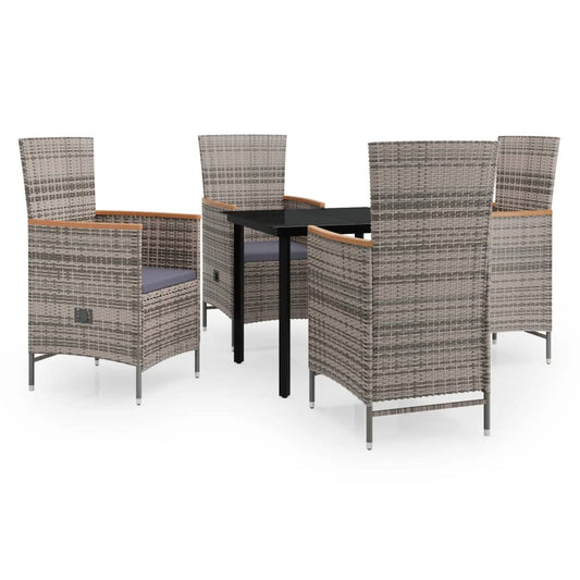 vidaXL Σετ Τραπεζαρίας Κήπου 5 Τεμαχίων Γκρι με Μαξιλάρια