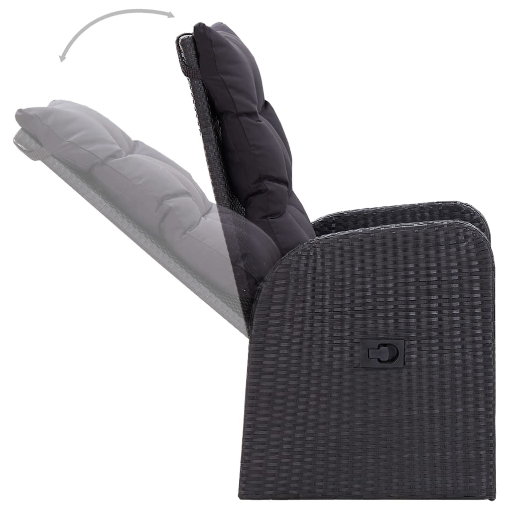 vidaXL Σετ Τραπεζαρίας Κήπου 5 Τεμαχίων Μαύρο με Μαξιλάρια