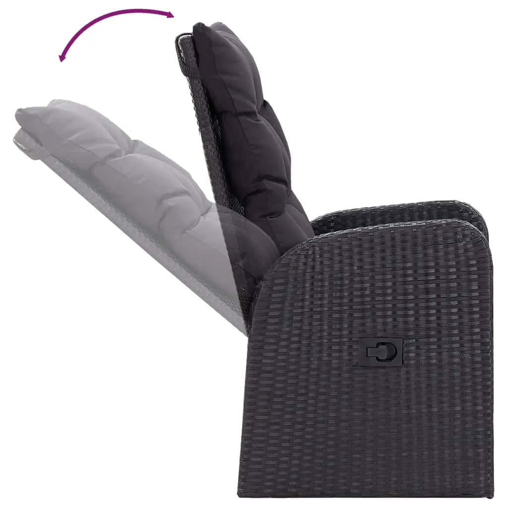 vidaXL Σετ Τραπεζαρίας Κήπου 9 τεμ Μαύρο με Μαξιλάρια