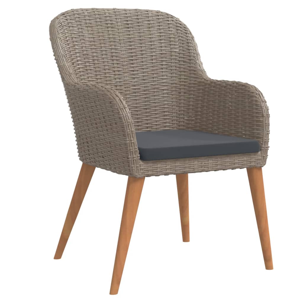 vidaXL Σετ Τραπεζαρίας Κήπου 7 Τεμαχίων Καφέ με Μαξιλάρια