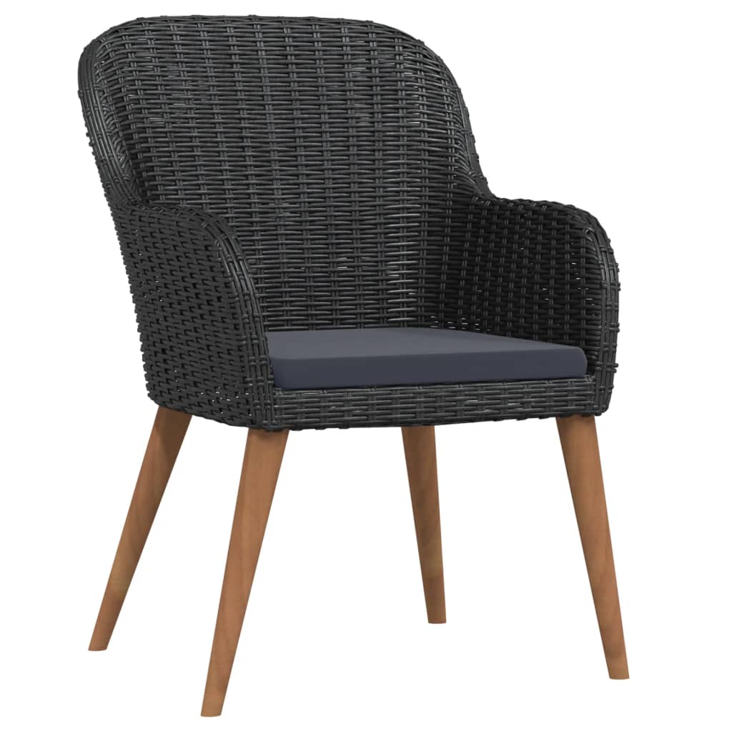 vidaXL Σετ Τραπεζαρίας Κήπου 5 Τεμαχίων Μαύρο με Μαξιλάρια