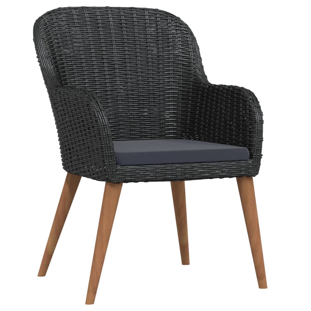 vidaXL Σετ Τραπεζαρίας Κήπου 5 Τεμαχίων Μαύρο με Μαξιλάρια