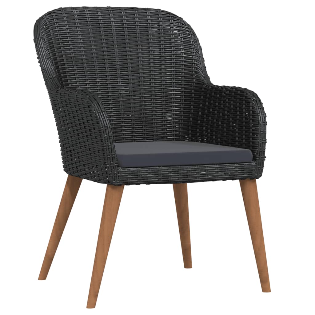 vidaXL Σετ Τραπεζαρίας Κήπου 7 Τεμαχίων Μαύρο με Μαξιλάρια