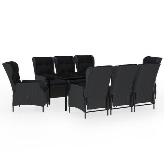 vidaXL Σετ Τραπεζαρίας Κήπου 9 Τεμαχίων Σκούρο Γκρι