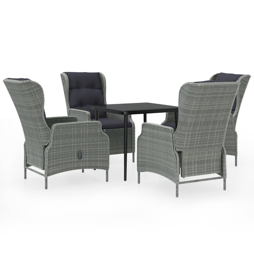 vidaXL Σετ Τραπεζαρίας Κήπου 5 Τεμαχίων Ανοιχτό Γκρι