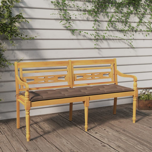 vidaXL Παγκάκι Batavia 150 εκ. από Μασίφ Ξύλο Teak με Taupe Μαξιλάρι
