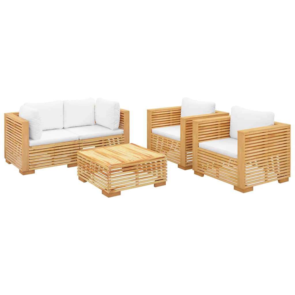 vidaXL Σαλόνι Κήπου Σετ 5 Τεμαχίων από Μασίφ Ξύλο Teak με Μαξιλάρια