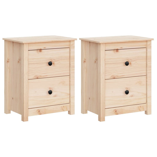 vidaXL Κομοδίνα 2 τεμ. 50 x 35 x 61,5 εκ. από Μασίφ Ξύλο Πεύκου