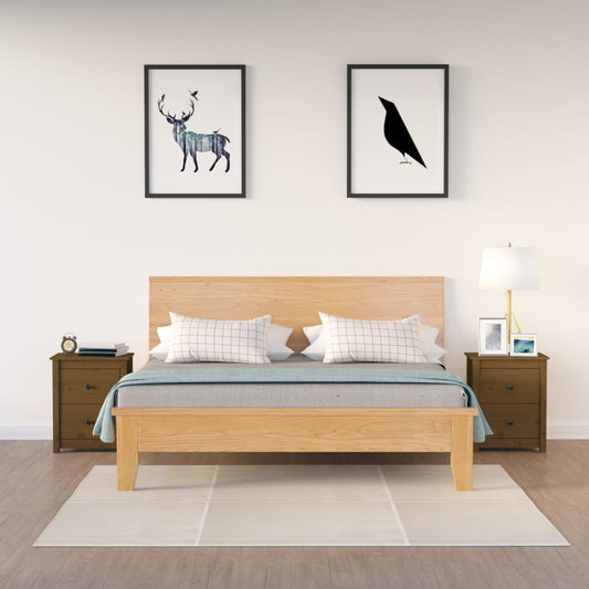 vidaXL Κομοδίνα 2 τεμ. Μελί 50 x 35 x 61,5 εκ. από Μασίφ Ξύλο Πεύκου