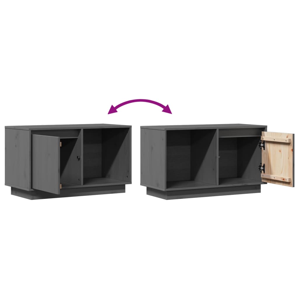 vidaXL Έπιπλο Τηλεόρασης Γκρι 74x35x44 εκ. από Μασίφ Ξύλο Πεύκου