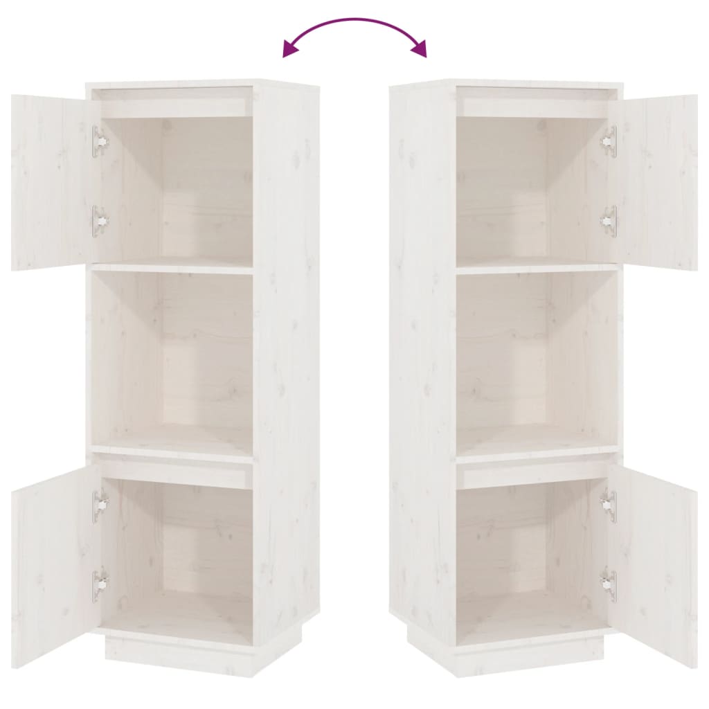 vidaXL Ντουλάπι Ψηλό Λευκό 38 x 35 x 117 εκ. από Μασίφ Ξύλο Πεύκου