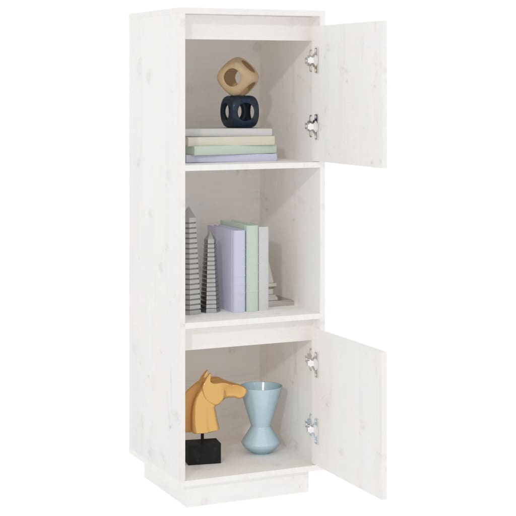 vidaXL Ντουλάπι Ψηλό Λευκό 38 x 35 x 117 εκ. από Μασίφ Ξύλο Πεύκου