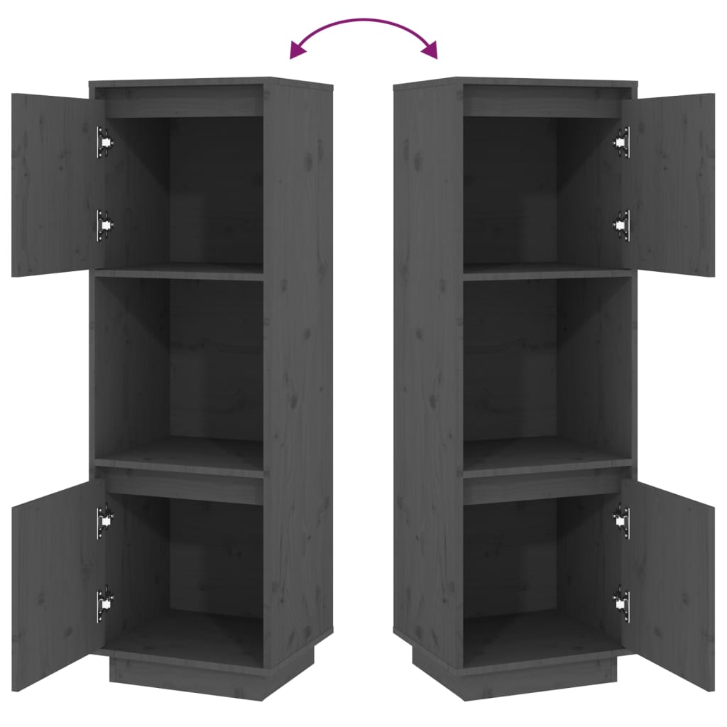 vidaXL Ντουλάπι Ψηλό Γκρι 38 x 35 x 117 εκ. από Μασίφ Ξύλο Πεύκου