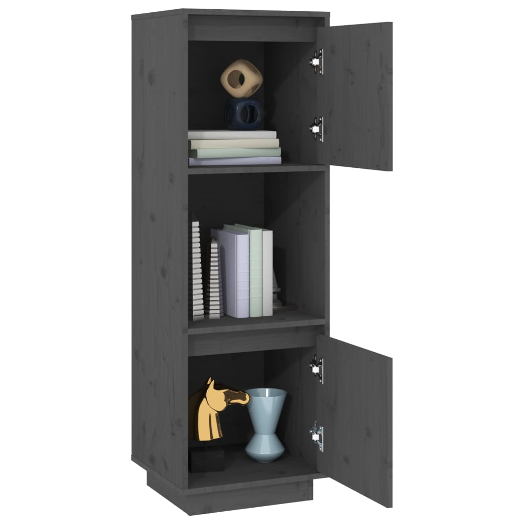 vidaXL Ντουλάπι Ψηλό Γκρι 38 x 35 x 117 εκ. από Μασίφ Ξύλο Πεύκου