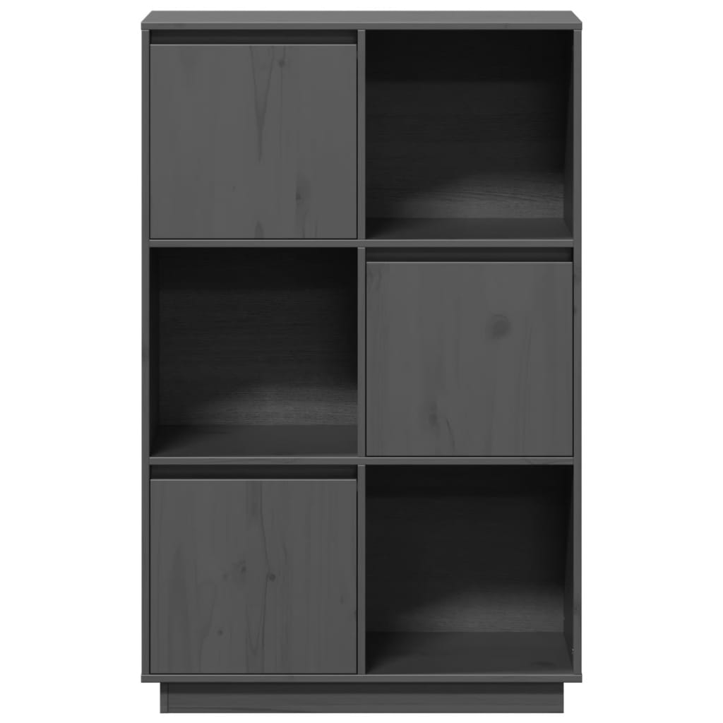vidaXL Ντουλάπι Ψηλό Γκρι 74 x 35 x 117 εκ. από Μασίφ Ξύλο Πεύκου