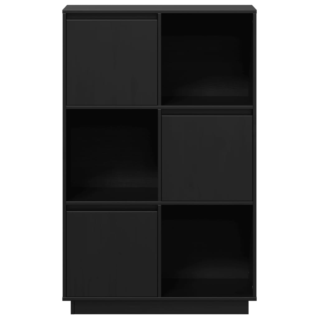 vidaXL Ντουλάπι Ψηλό Μαύρο 74 x 35 x 117 εκ. από Μασίφ Ξύλο Πεύκου