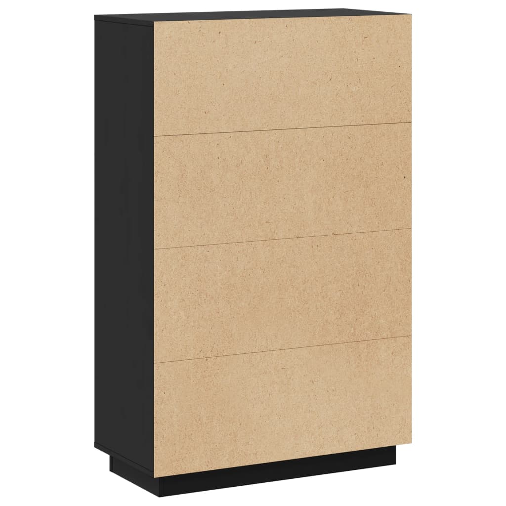 vidaXL Ντουλάπι Ψηλό Μαύρο 74 x 35 x 117 εκ. από Μασίφ Ξύλο Πεύκου