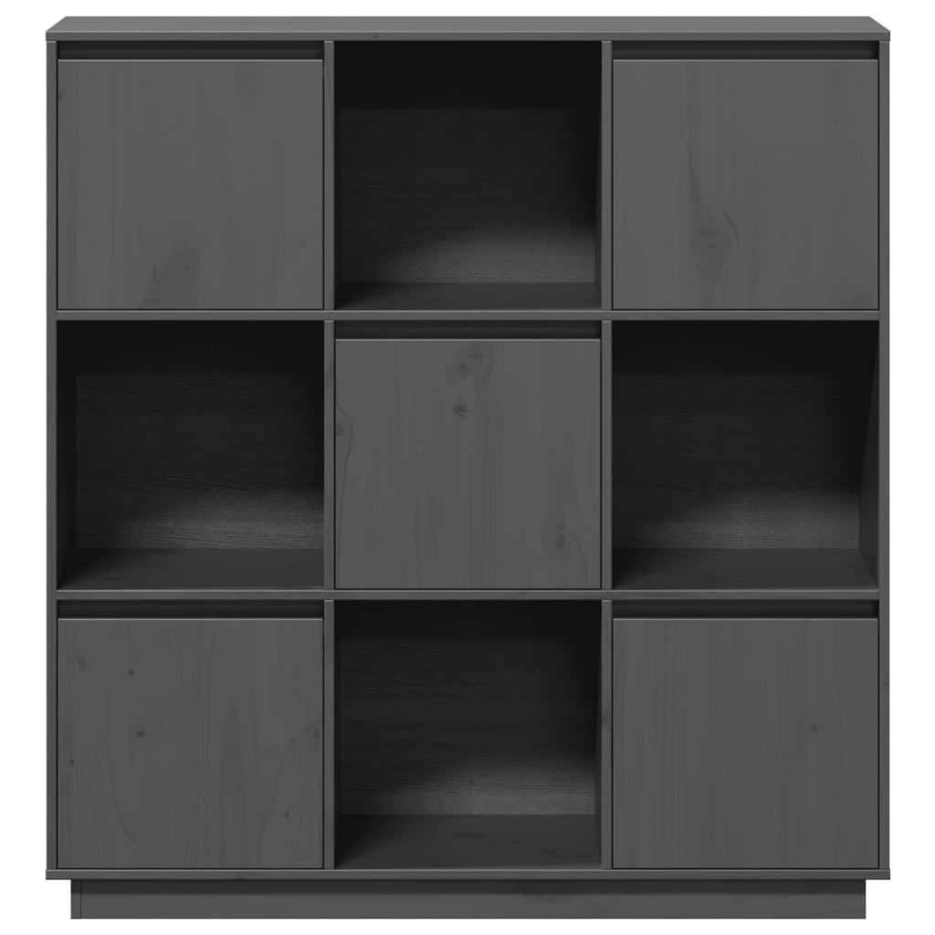 vidaXL Ντουλάπι Ψηλό Γκρι 110,5 x 35 x 117 εκ. από Μασίφ Ξύλο Πεύκου