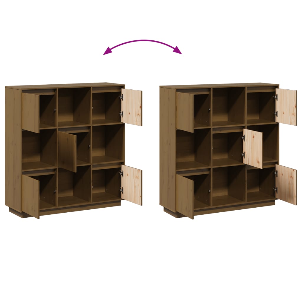 vidaXL Ντουλάπι Ψηλό Μελί 110,5x35x117 εκ. από Μασίφ Ξύλο Πεύκου