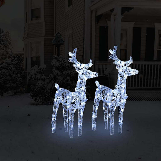 vidaXL Χριστουγεννιάτικοι Τάρανδοι 2 τεμ. 80 LED Ψυχρό Λευκό Ακρυλικοί