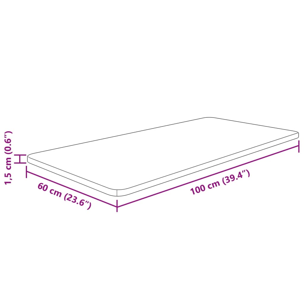 vidaXL Πάγκος Μπάνιου 100x60x1,5 εκ. Ακατέργαστο Μασίφ Ξύλο