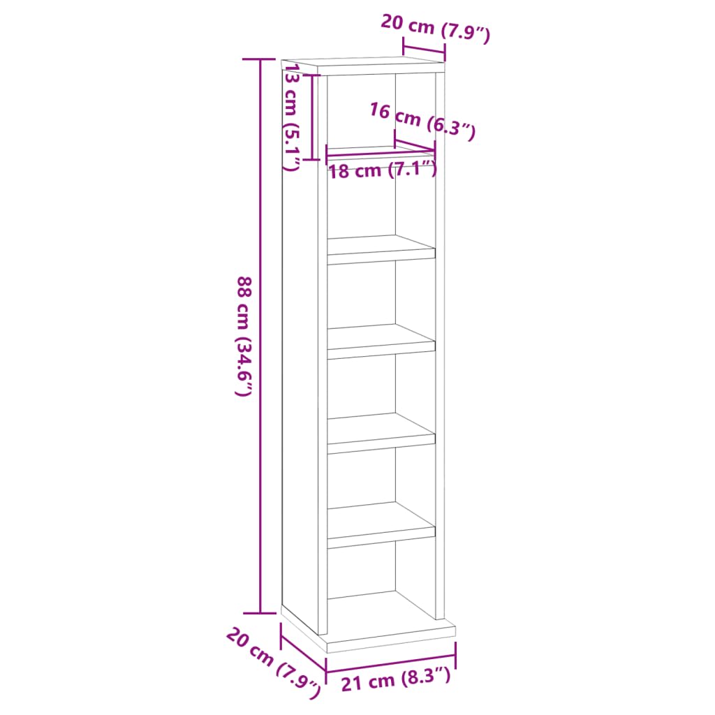 vidaXL Έπιπλο για CD Γκρι Sonoma 21x20x88 εκ. από Επεξεργασμένο Ξύλο
