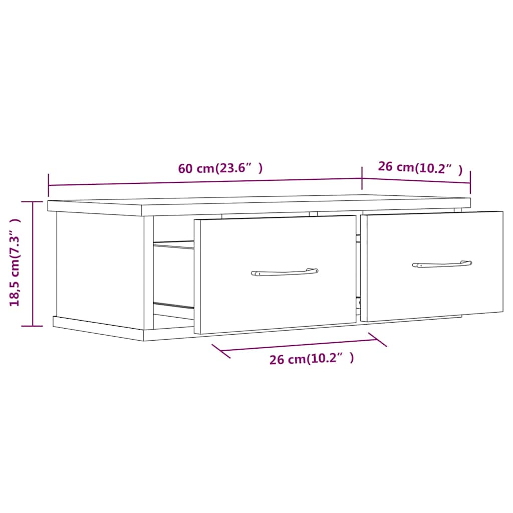 vidaXL Ντουλάπι Τοίχου Γκρι Sonoma 60x26x18,5 εκ. Επεξεργασμένο Ξύλο