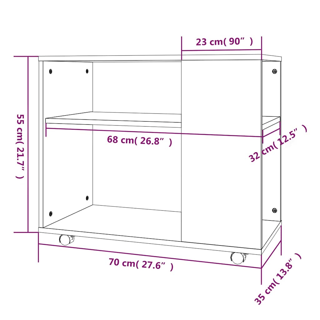 vidaXL Τραπέζι Βοηθητικό Καπνιστή Δρυς 70x35x55 εκ. Επεξεργασμένο Ξύλο