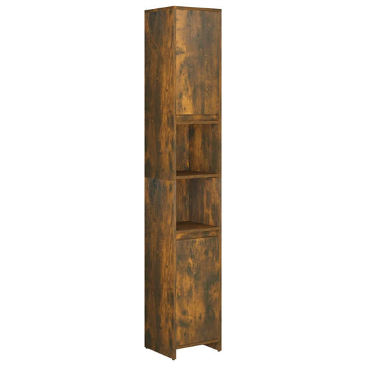 vidaXL Ντουλάπι Μπάνιου Καπνιστή Δρυς 30x30x183,5 εκ. Επεξεργ. Ξύλο