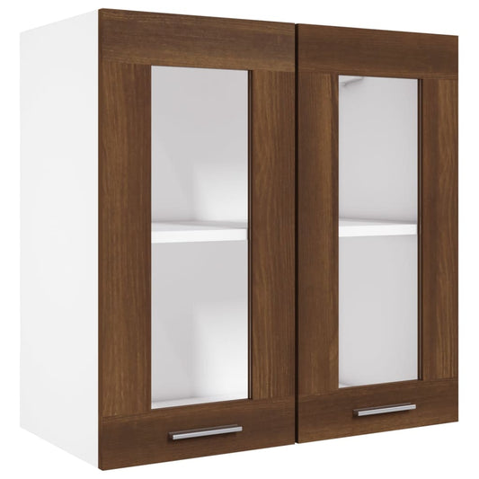 vidaXL Κρεμαστό Γυάλινο Ντουλάπι "Lyon" Καφέ Δρυς 60x31x60 εκ. από Τεχνητό Ξύλο