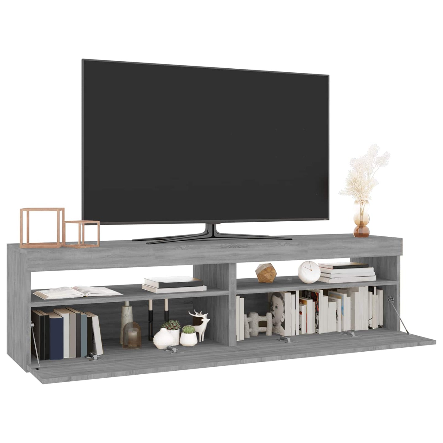 vidaXL Έπιπλο Τηλεόρασης με LED 2 τεμ. Γκρι Sonoma 75 x 35 x 40 εκ.