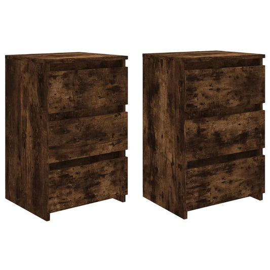 vidaXL Κομοδίνα 2 τεμ. Καπνιστή Δρυς 40x35x62,5 εκ. Επεξεργασμένο Ξύλο