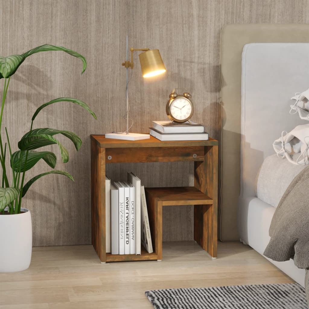 vidaXL Κομοδίνο Καπνιστή Δρυς 40x30x40 εκ. από Επεξεργασμένο Ξύλο