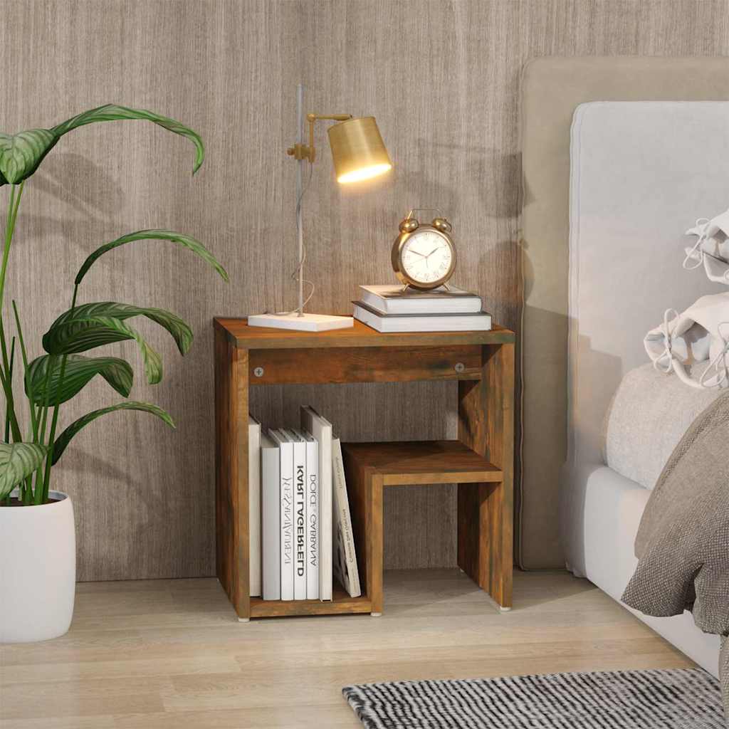 vidaXL Κομοδίνο Καπνιστή Δρυς 40x30x40 εκ. από Επεξεργασμένο Ξύλο