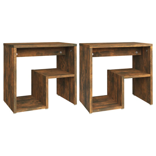 vidaXL Κομοδίνα 2 τεμ. Καπνιστή Δρυς 40x30x40 εκ. Επεξεργασμένο Ξύλο