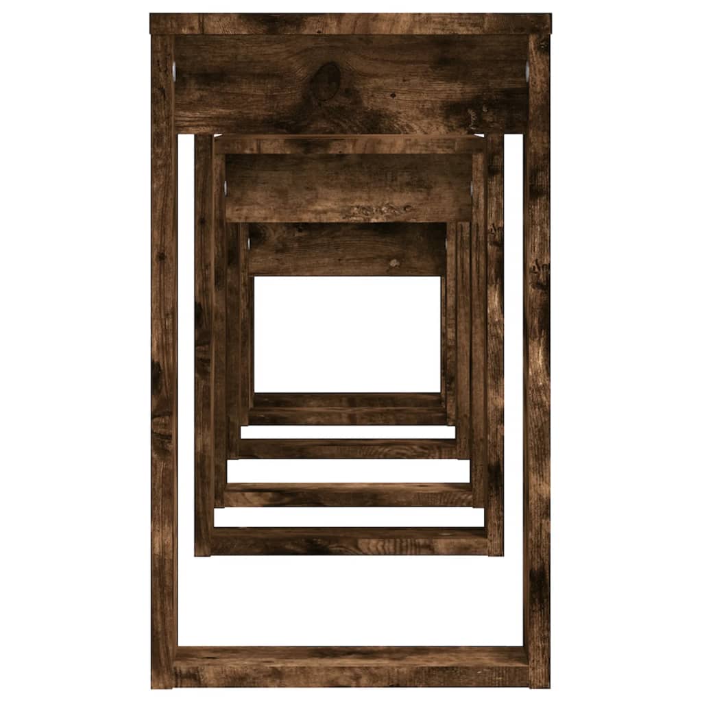 vidaXL Τραπεζάκια Ζιγκόν 3 τεμ. Καπνιστή Δρυς από Επεξεργασμένο Ξύλο