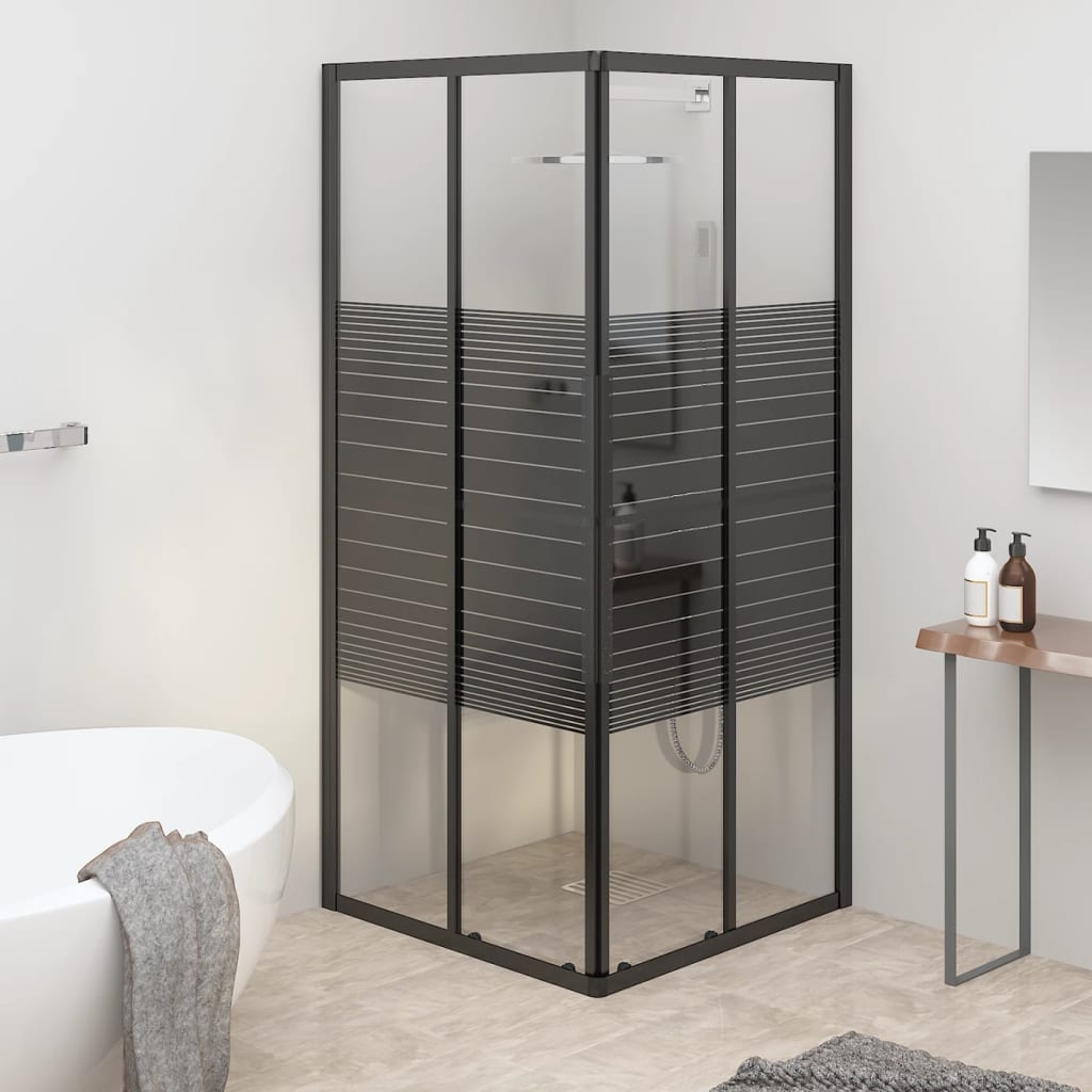 vidaXL Καμπίνα Ντουζιέρας με Ρίγες Μαύρη 80 x 80 x 180 εκ. από ESG