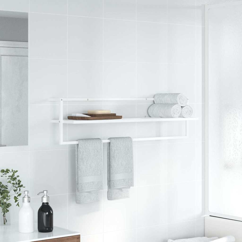 vidaXL Βάση για Πετσέτες Επιτοίχια Λευκή 95 x 25 x 22 εκ. Σιδερένια