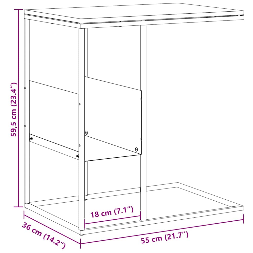 vidaXL Τραπέζι Βοηθητικό Μαύρο 55x36x59,5 εκ. από Επεξεργασμένο Ξύλο