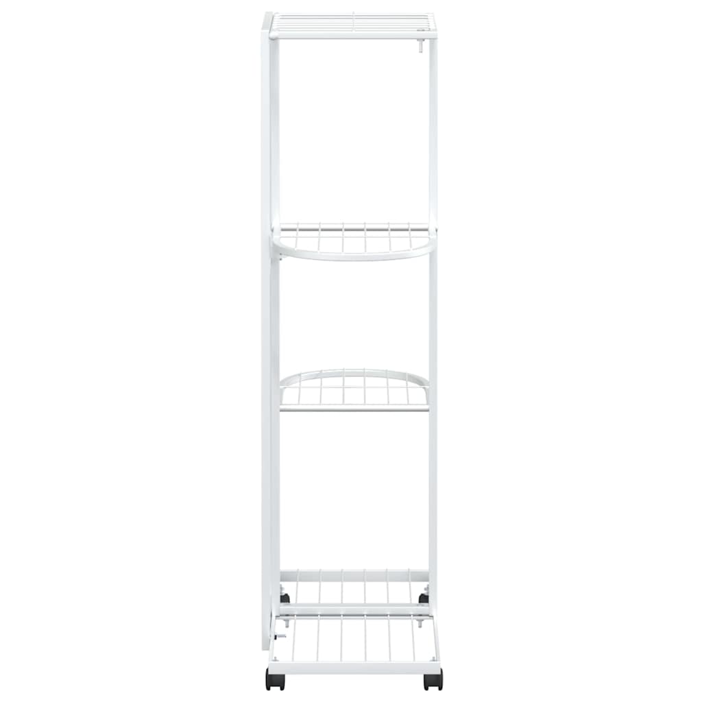 vidaXL Βάση Λουλουδιών 4 Επιπέδων με Ρόδες 44x23x80 εκ. Λευκή Σίδερο