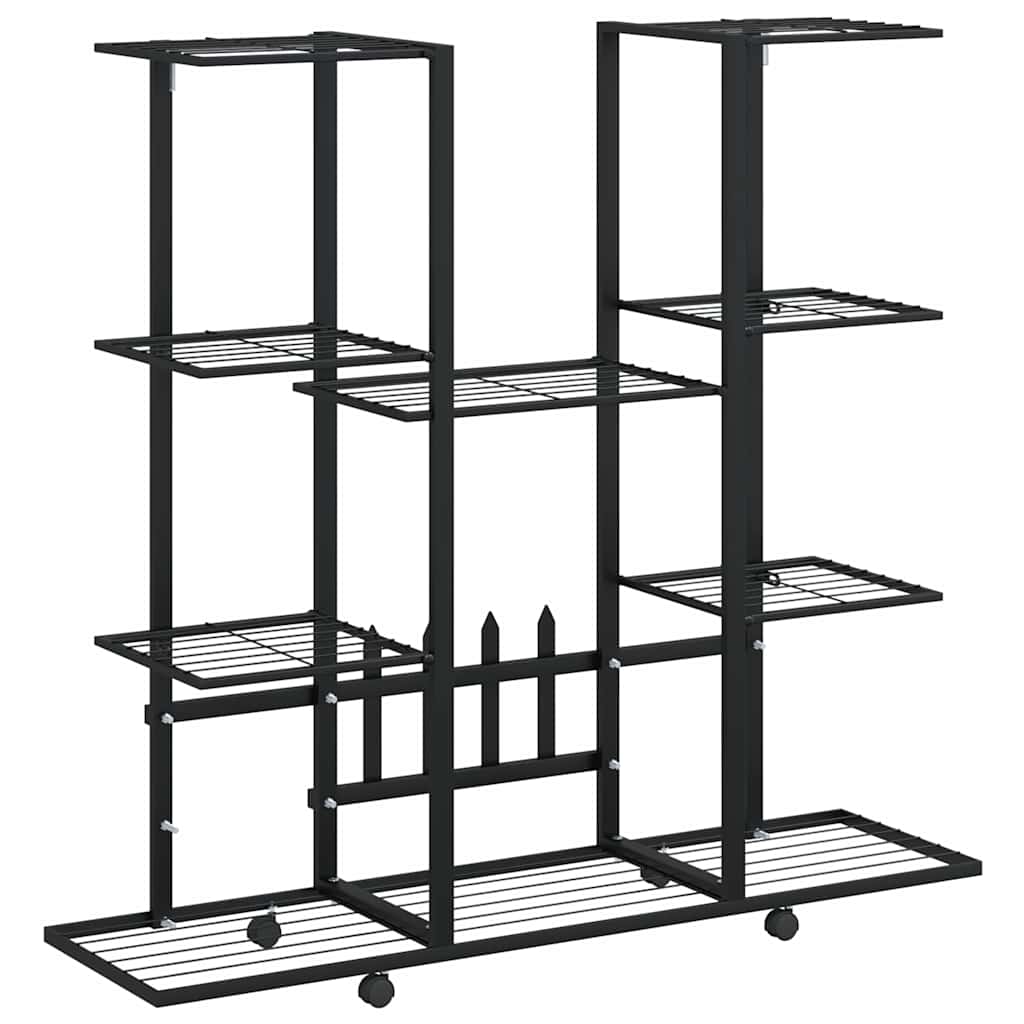 vidaXL Βάση Λουλουδιών με Ρόδες 94,5 x 24,5 x 91,5 εκ. Μαύρη Σιδερένια