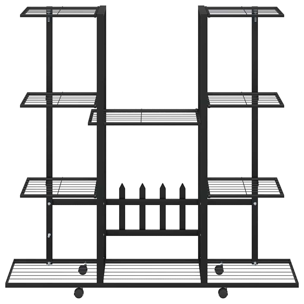 vidaXL Βάση Λουλουδιών με Ρόδες 94,5 x 24,5 x 91,5 εκ. Μαύρη Σιδερένια