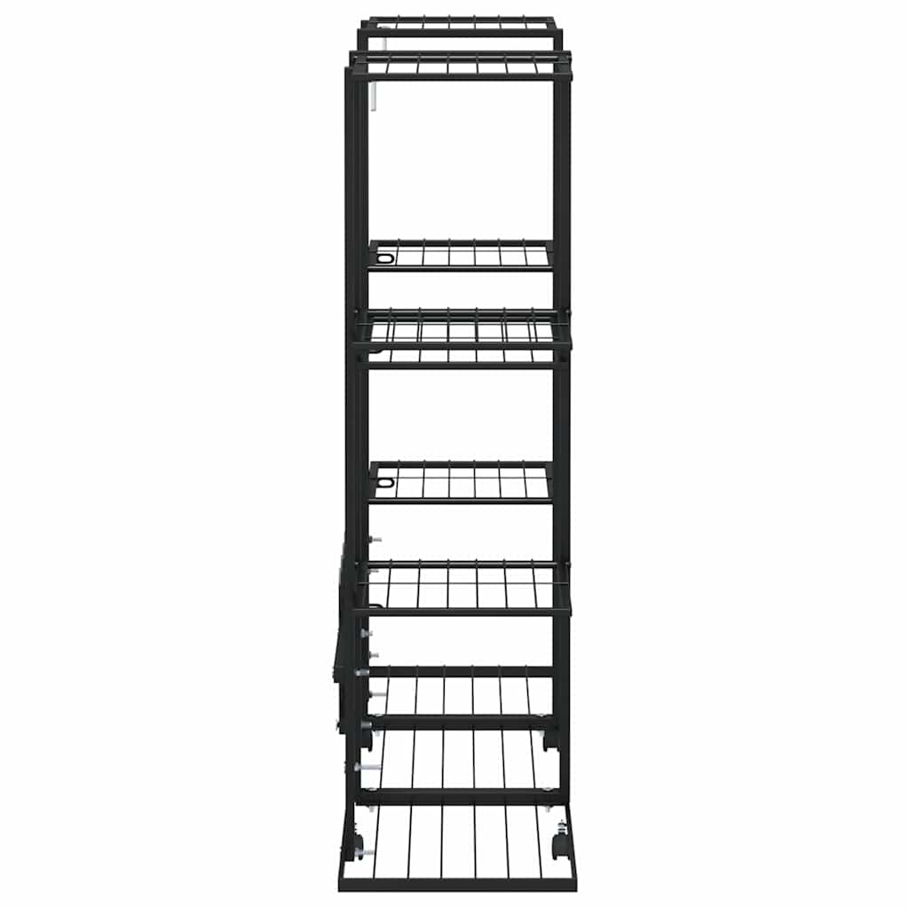 vidaXL Βάση Λουλουδιών με Ρόδες 94,5 x 24,5 x 91,5 εκ. Μαύρη Σιδερένια
