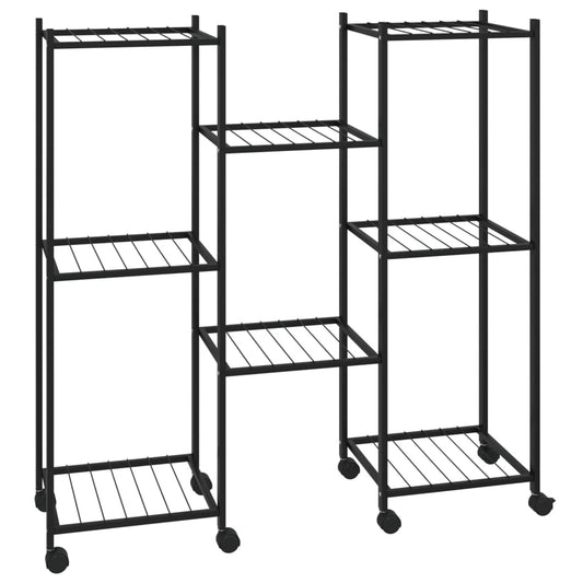 vidaXL Βάση Λουλουδιών με Ρόδες 83 x 25 x 83,5 εκ. Μαύρη Σιδερένια