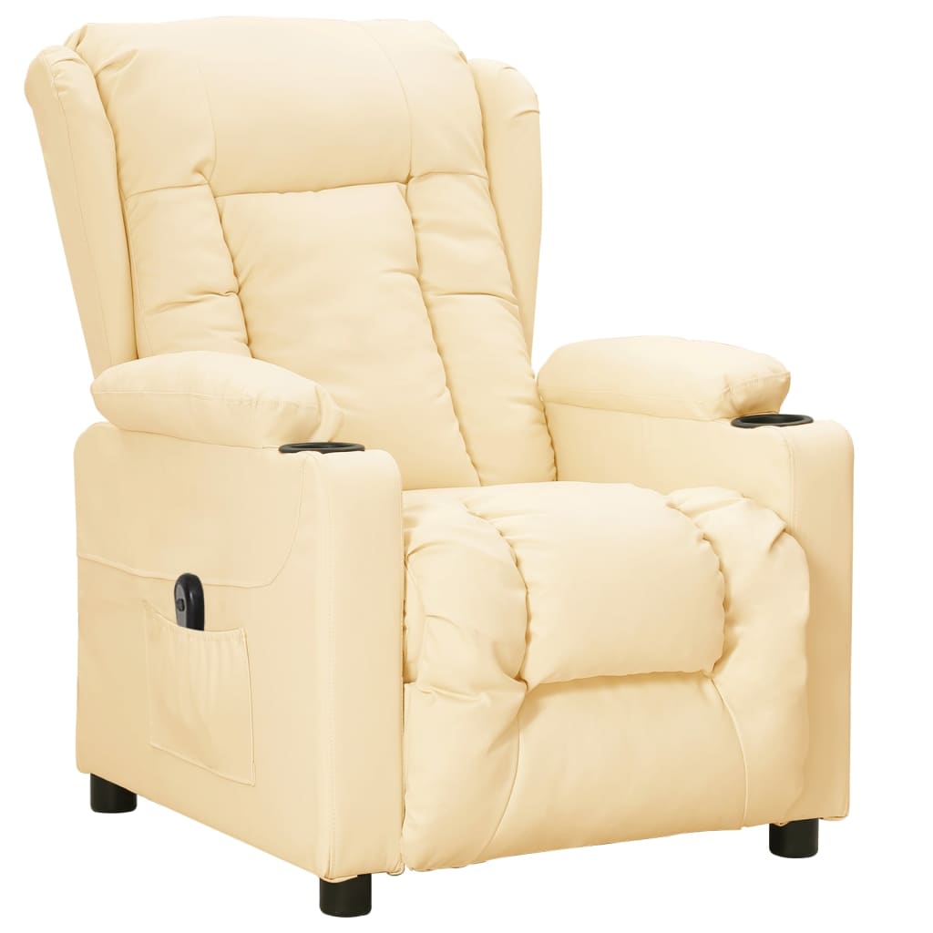 vidaXL Πολυθρόνα Ανακλινόμενη Ηλεκτρική Κρεμ από Συνθετικό Δέρμα