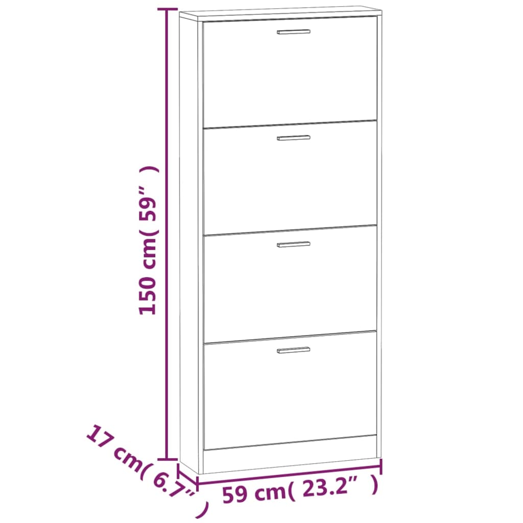 vidaXL Παπουτσοθήκη Γυαλιστερό Λευκό 59x17x150 εκ. Επεξεργασμένο Ξύλο
