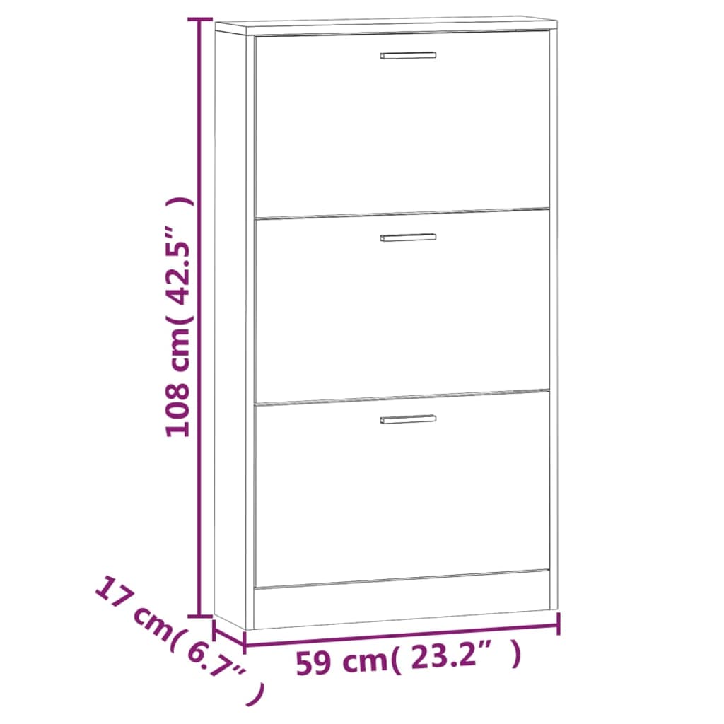 vidaXL Παπουτσοθήκη Καπνιστή Δρυς 59x17x108 εκ. από Επεξεργασμένο Ξύλο