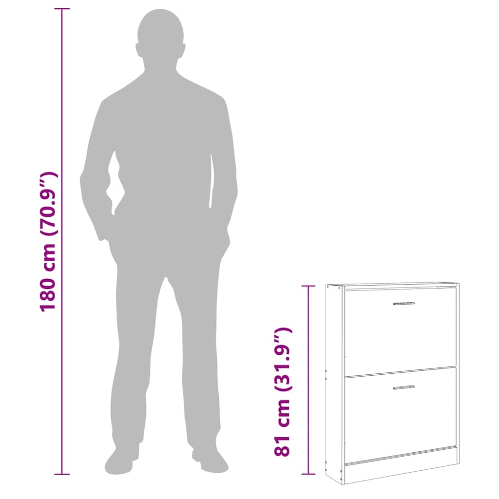 vidaXL Παπουτσοθήκη Μαύρη 59x17x81 εκ. από Επεξεργασμένο Ξύλο