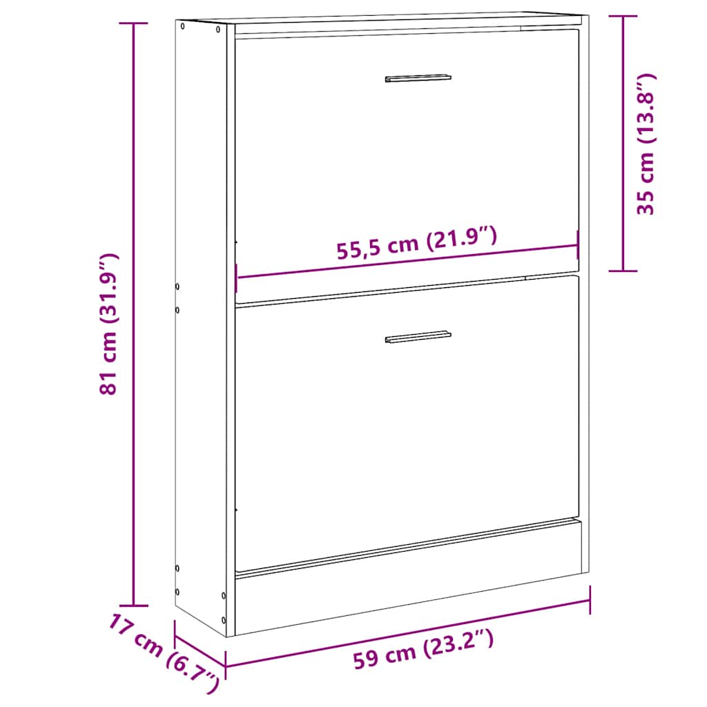 vidaXL Παπουτσοθήκη Γκρι Σκυροδέματος 59x17x81 εκ. Επεξεργασμένο Ξύλο