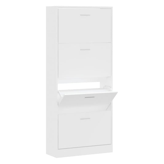 vidaXL Παπουτσοθήκη Λευκή 63 x 24 x 147 εκ. από Επεξεργασμένο Ξύλο